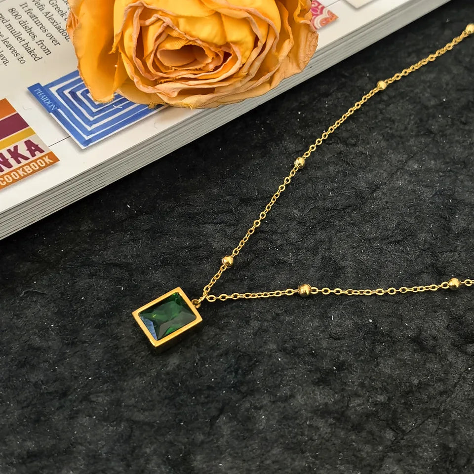 Simple Geometric Pendant Necklaces for Men Women Rectangle Stainless Steel Jewelry Cadenas Para Hombre Collares Para Mujer