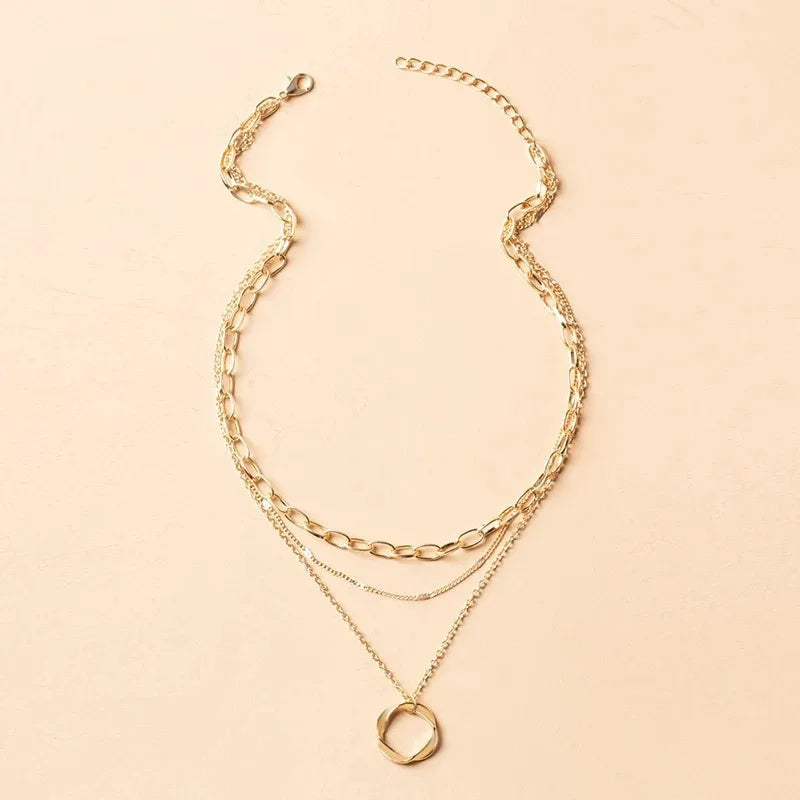 Multilayer Pendant Necklace on Neck Chain Women Crystal Zircon Heart Star Charm Layered Necklace Vintage Female Neck Jewelry Hot