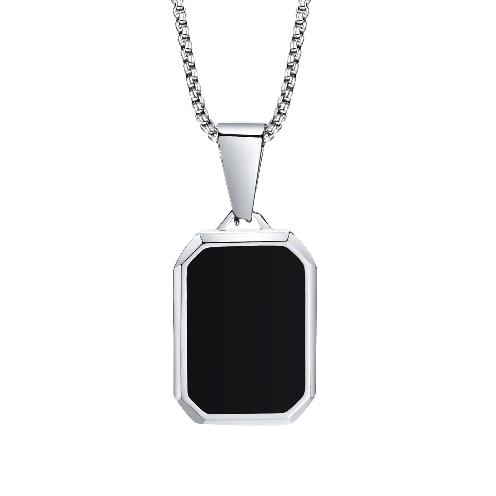 Simple Geometric Pendant Necklaces for Men Women Rectangle Stainless Steel Jewelry Cadenas Para Hombre Collares Para Mujer
