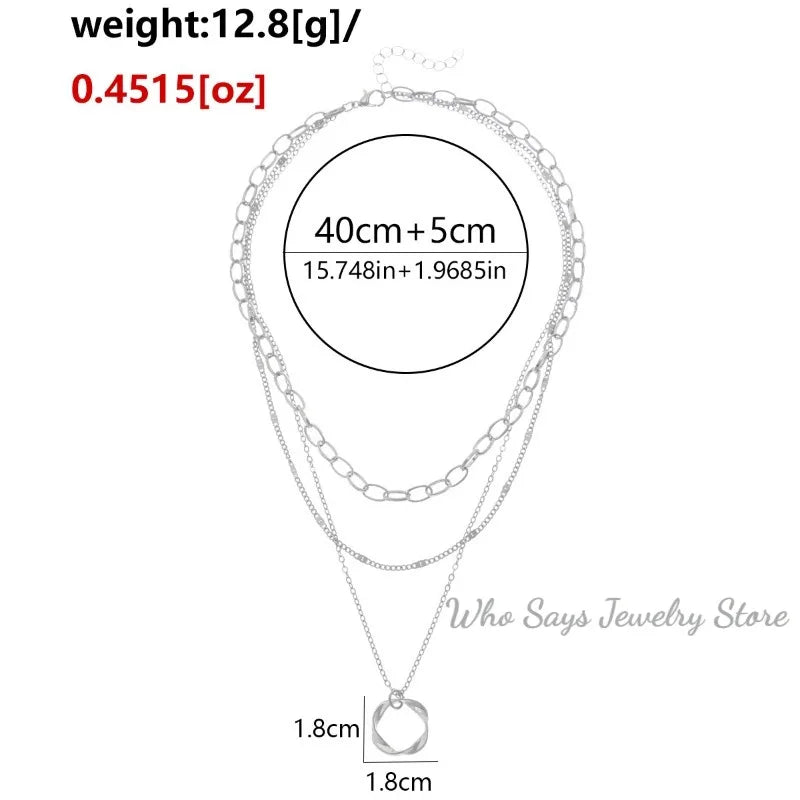 Multilayer Pendant Necklace on Neck Chain Women Crystal Zircon Heart Star Charm Layered Necklace Vintage Female Neck Jewelry Hot