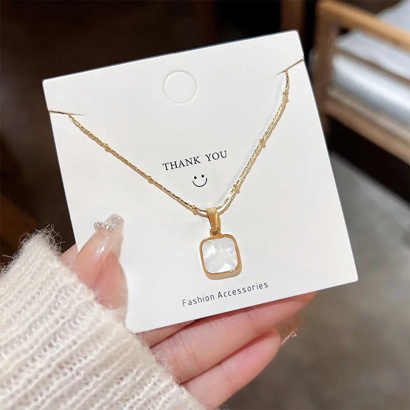 Simple Geometric Pendant Necklaces for Men Women Rectangle Stainless Steel Jewelry Cadenas Para Hombre Collares Para Mujer