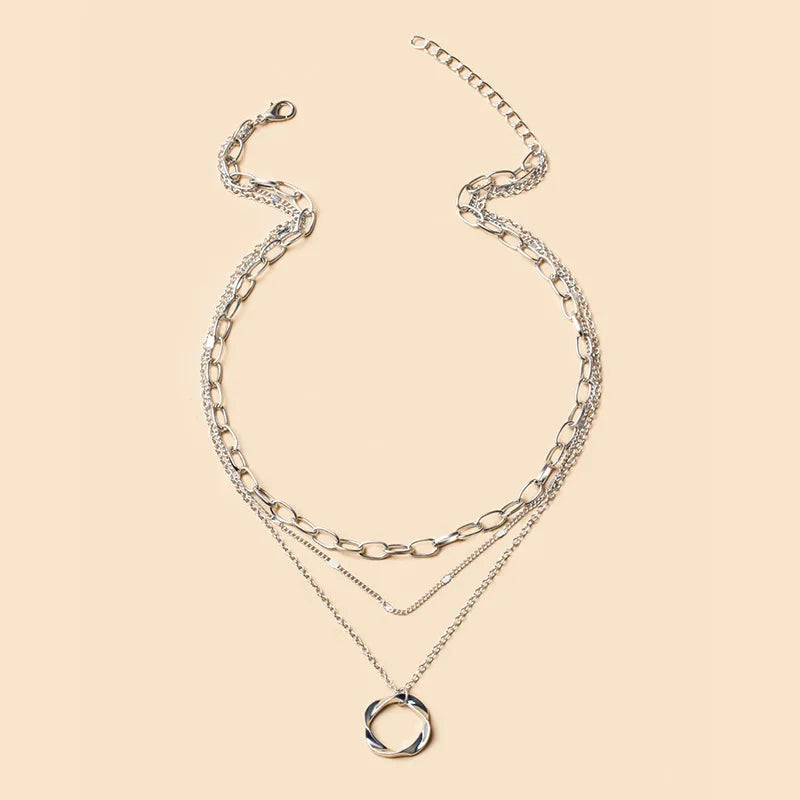 Multilayer Pendant Necklace on Neck Chain Women Crystal Zircon Heart Star Charm Layered Necklace Vintage Female Neck Jewelry Hot