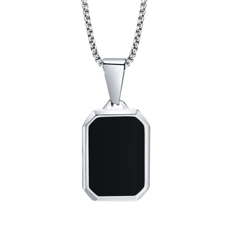Simple Geometric Pendant Necklaces for Men Women Rectangle Stainless Steel Jewelry Cadenas Para Hombre Collares Para Mujer