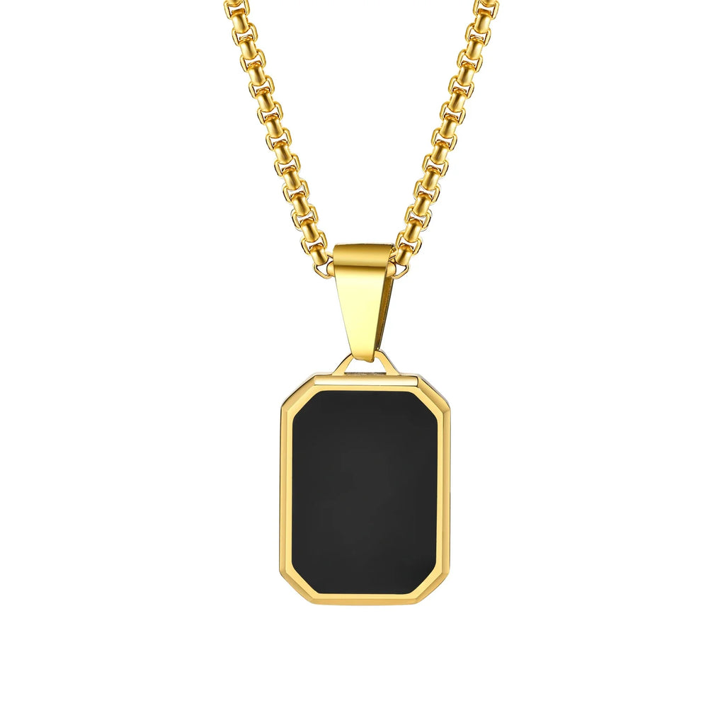 Simple Geometric Pendant Necklaces for Men Women Rectangle Stainless Steel Jewelry Cadenas Para Hombre Collares Para Mujer