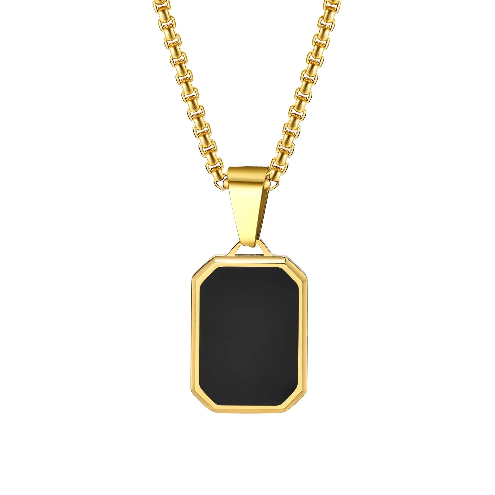 Simple Geometric Pendant Necklaces for Men Women Rectangle Stainless Steel Jewelry Cadenas Para Hombre Collares Para Mujer